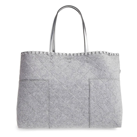 Tory Burch Handbags - Tory Burch Block-T Felt Tote Gray